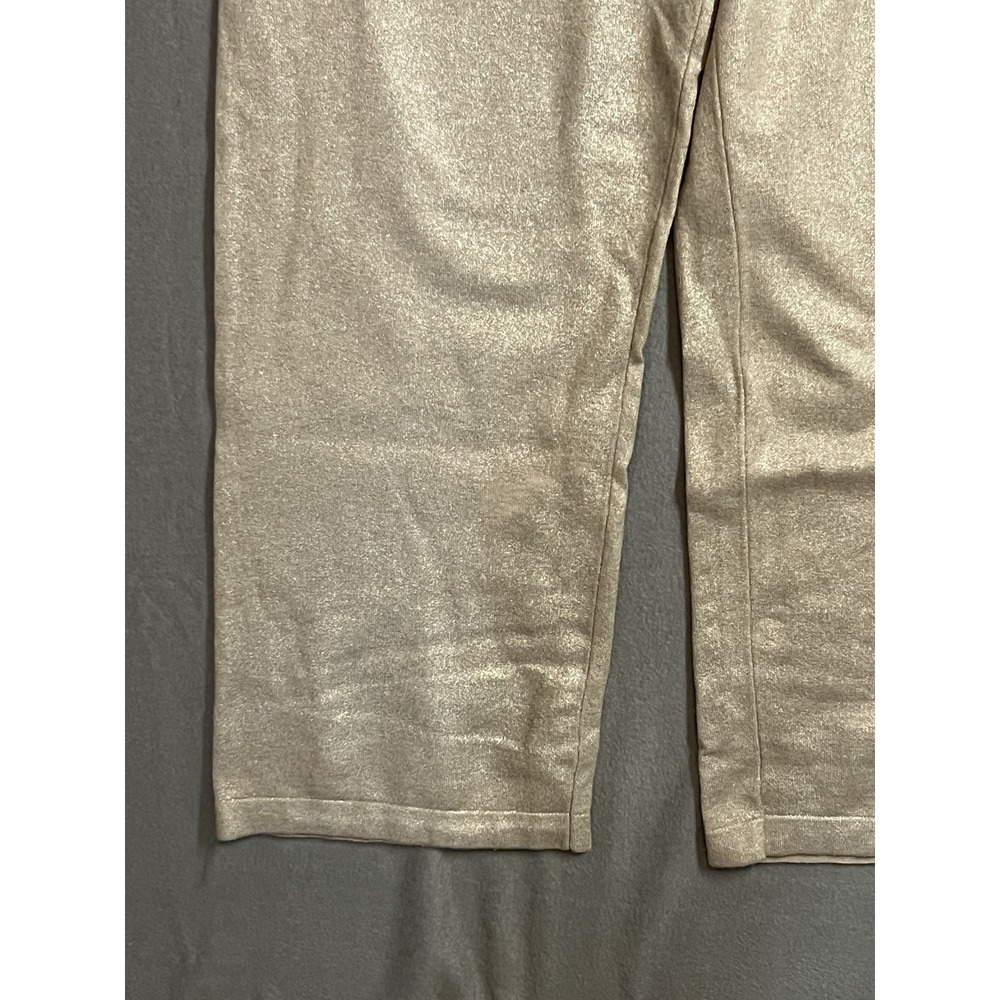 Chico's Women's Gold Shimmer Sparkle Drawstring Crop Wide Leg Activewear Pants - Picture 3 of 11